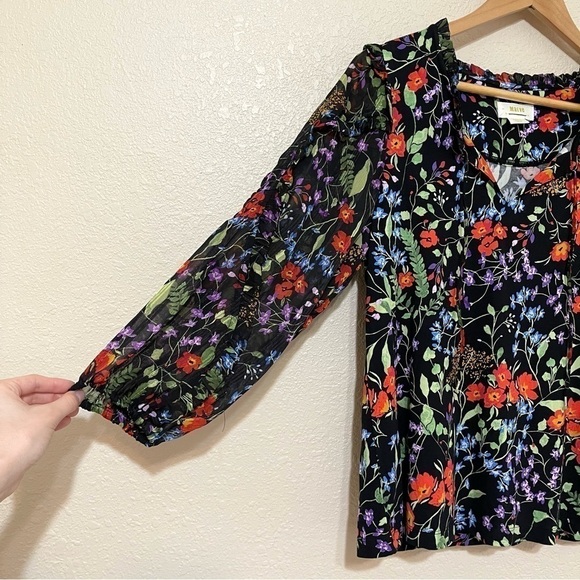 Maeve by Anthropologie Floral Print 3/4 Sleeve Top Size Small Women - Picture 4 of 10
